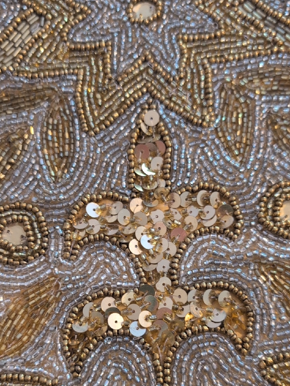 Beaded Gold and Silver Decorative Table Runner